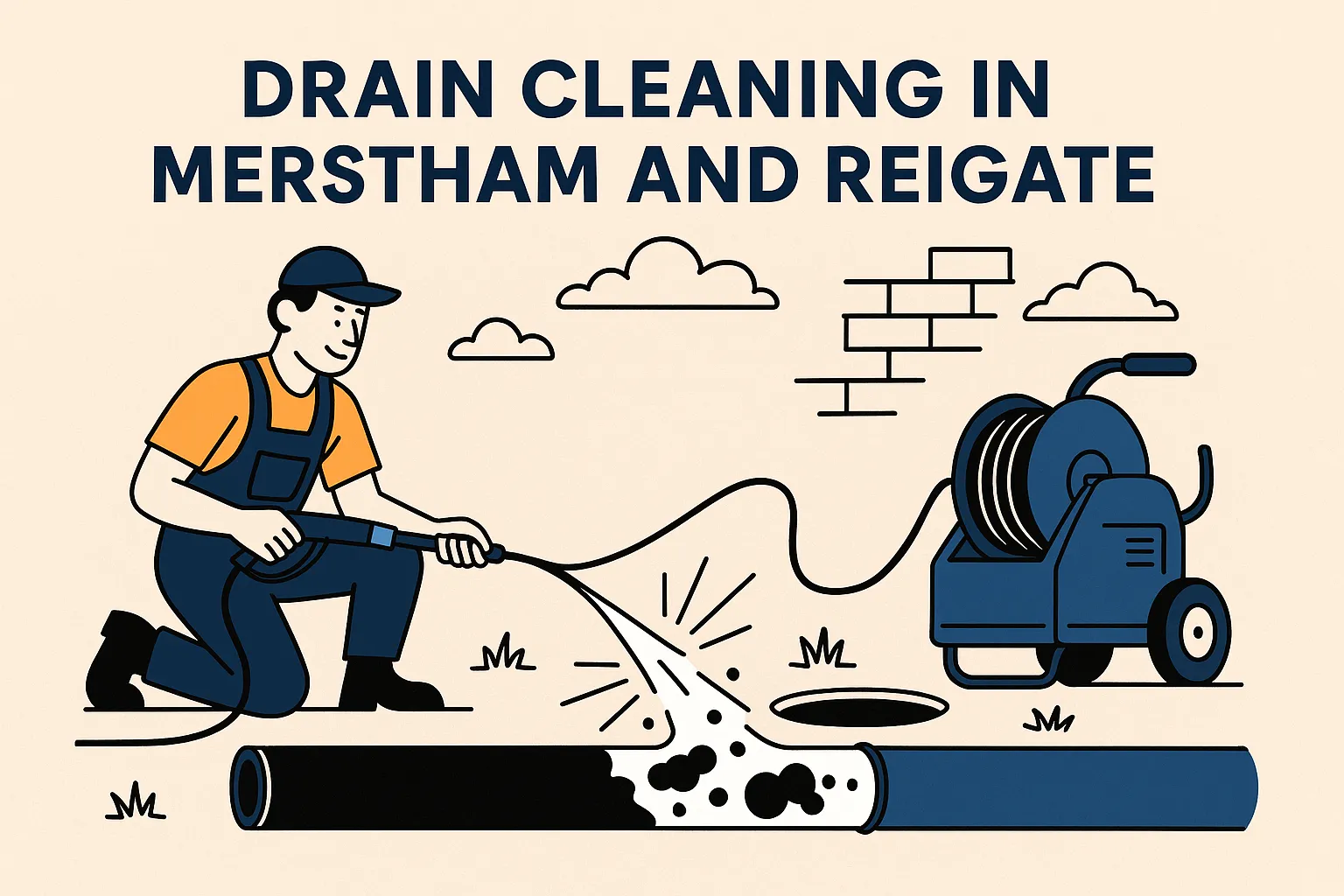 Drain Cleaning Solution professional using high-pressure water jet