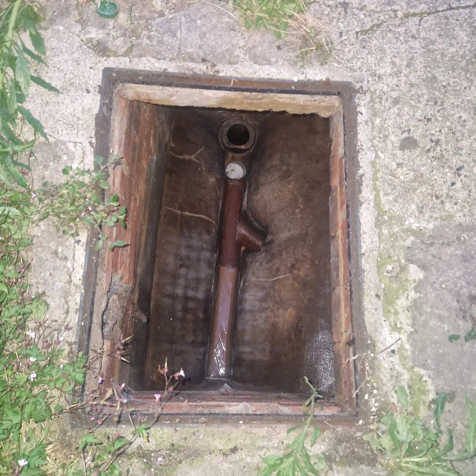 Cleared inspection chamber ready for drain relining access
