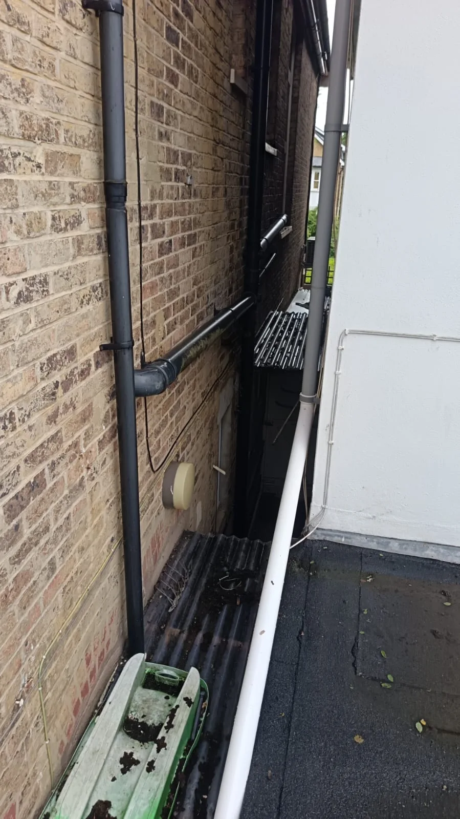 External soil stack pipework on an older UK terraced property