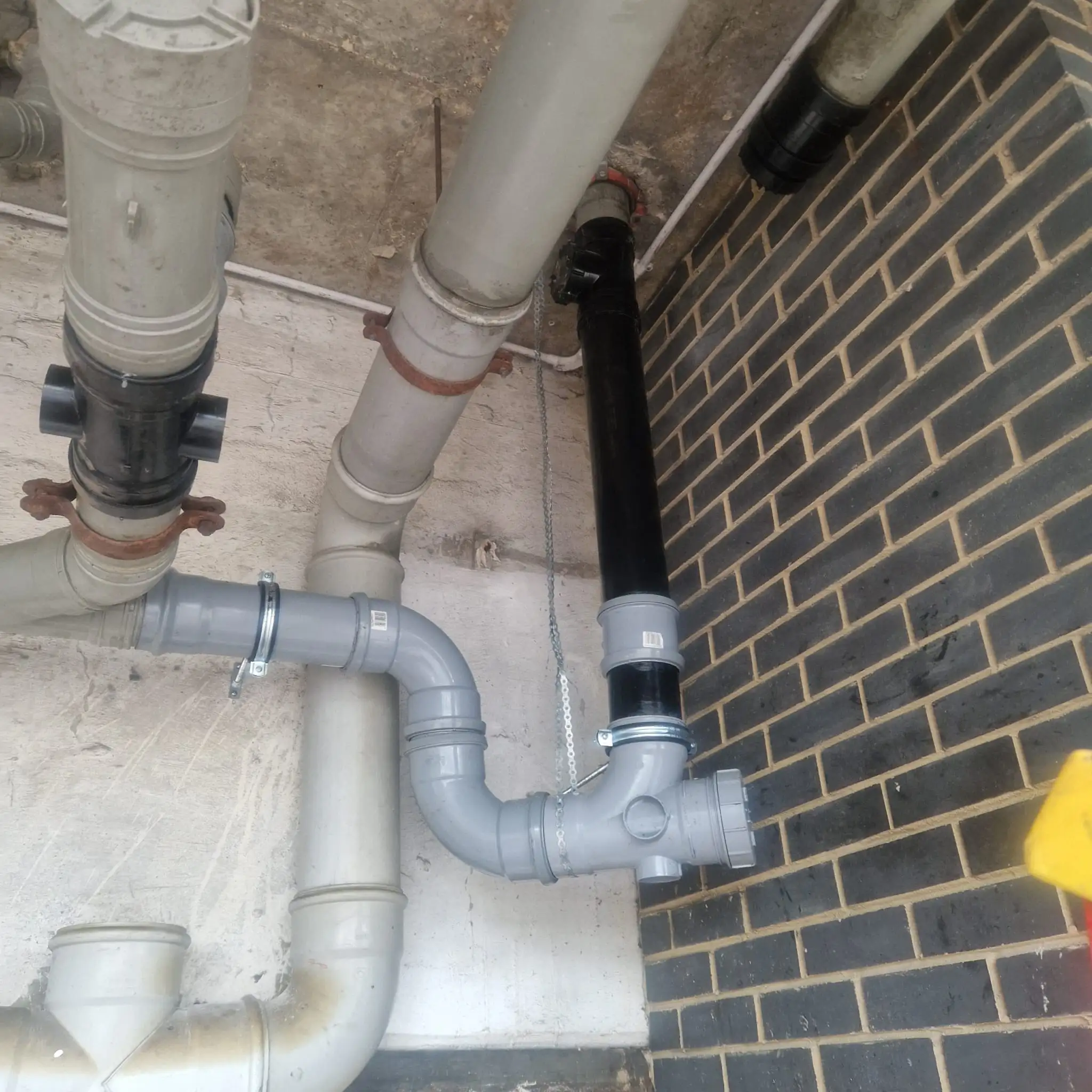 New soil pipe installation following drain damage assessment